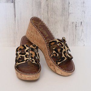Sam Edelman Leopard Regis Wedge Sandal 7.5 New